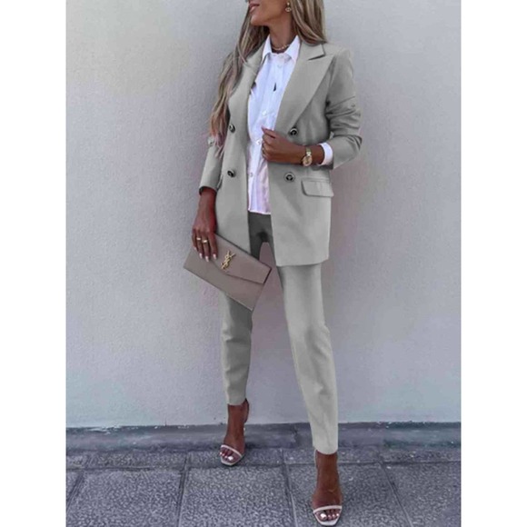 💥2 Pcs Blazer and Pants Suit Set in Green - Picture 7 of 15